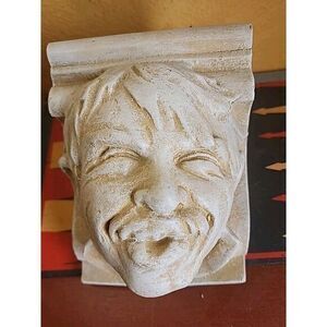 Antique‎ Sandstone Old Monk Bracket Wall Plaque Statue